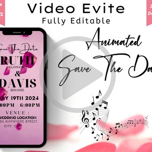 Animated Wedding Invitation | Save The Date Video Template | Electronic Invitation | Canva Save The Date Template | Digital Evite