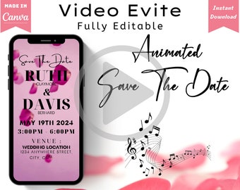 Animated Wedding Invitation | Save The Date Video Template | Electronic Invitation | Canva Save The Date Template | Digital Evite
