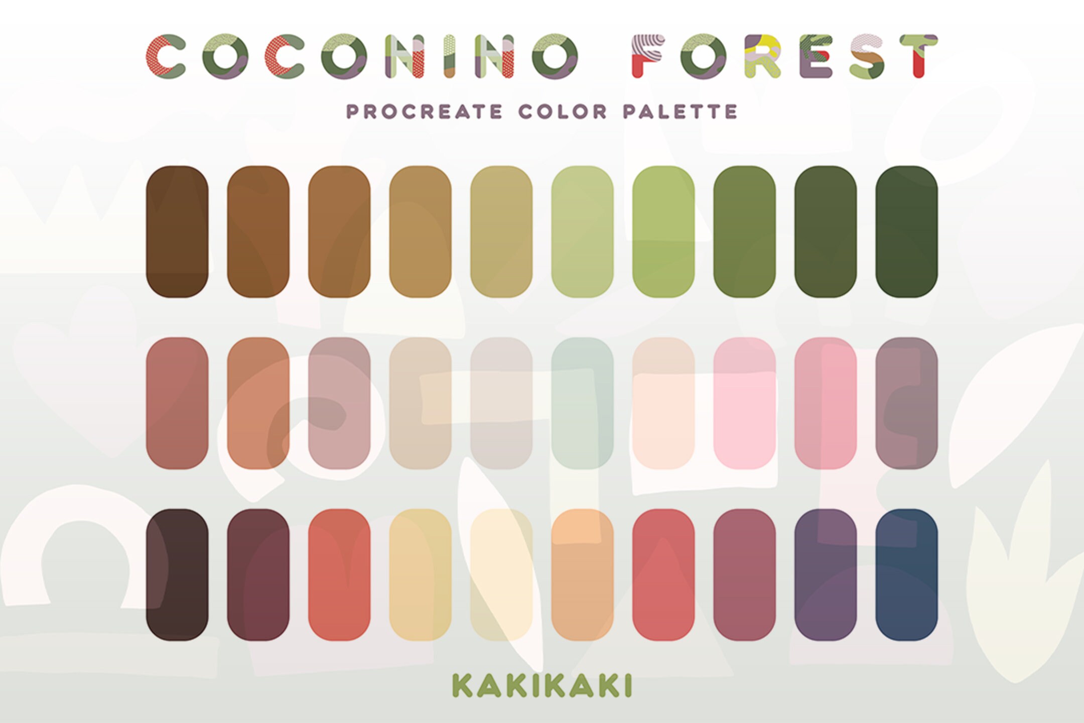 Coconino Forest Procreate Color Palette INSTANT DOWNLOAD Forest
