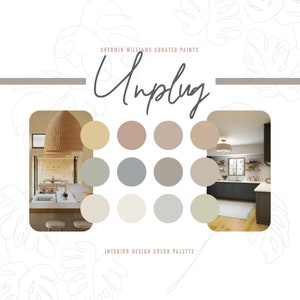 Unplug Interior Design | Paint Color Palette | Mood Board | Modern Home Decor | Boho Farmhouse | Custom Paint Ideas | Sherwin Williams