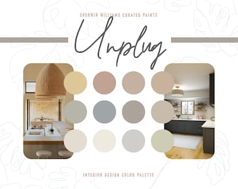 Odłącz projektowanie wnętrz | Paleta kolorów farb | Moodboard | Nowoczesny wystrój domu | Boho Farmhouse | Pomysły na niestandardowe malowanie | Sherwin Williams