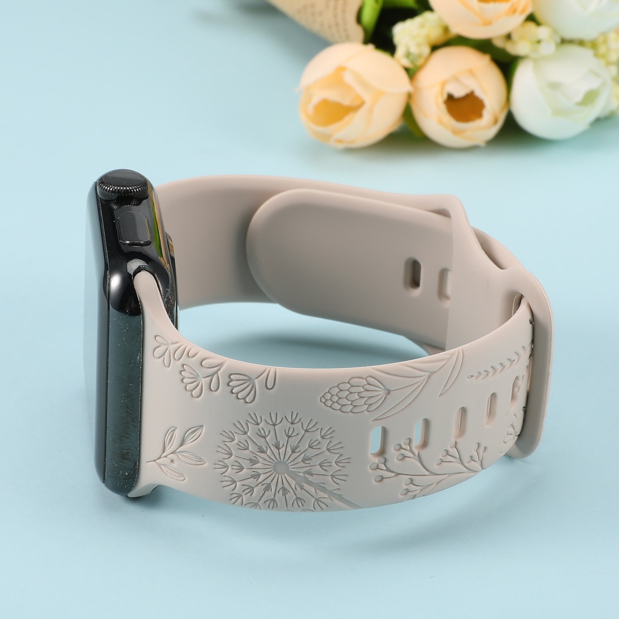 Luxury engraved silicone Apple watch band, engraved Samsung Watch band –  Plum Ink Designs