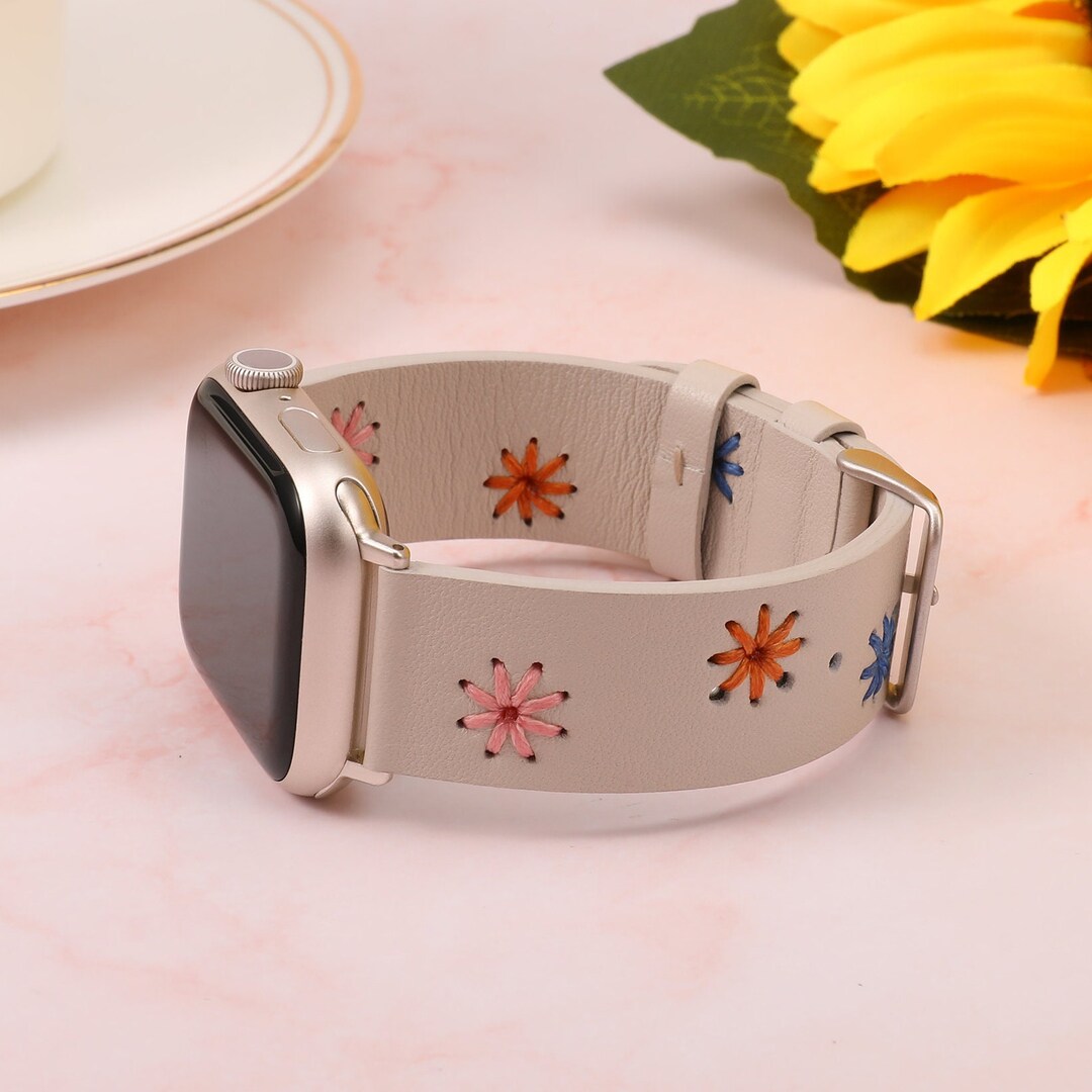 Daisy Flower Bracelet for Apple Watch Band Leather Women Etsy