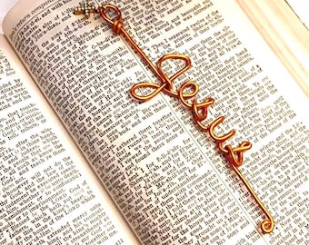 Jesus Bookmark With Cross Charm, Bible Bookmark, Religious Gift, Scripture Bookmark, Cross, Encouragement Gift, Faith, Easter Gift