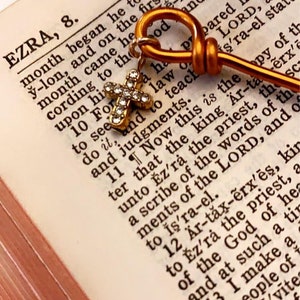 The cross charm is added to the top of each bookmark, adding an elegant touch.