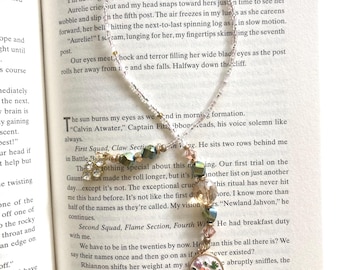 Elegant Beaded Bookmark with Gold Floral Charm