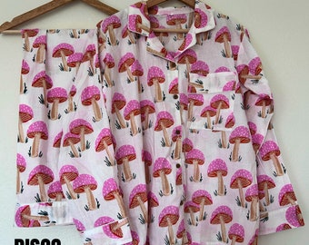 Cotton Mushroom Print Pyjamas