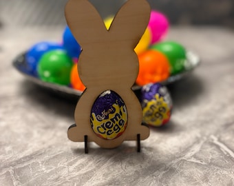 Conejito de Pascua Huevo de conejo, soporte de chocolate con huevo crema, archivo svg, descarga digital / quemadura de luz / espacio creativo xtool