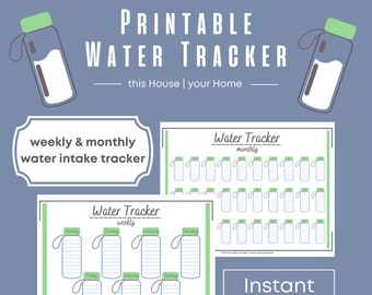 Printable Water Tracker | Water Intake Tracker | Drinking Water Tracker Printable | Download and Print