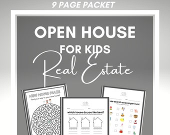 Open House for Kids | Realtor Tool | Open House kit | Activity Packet for Kids | House Hunting with Kids | Home Buyer | real estate download