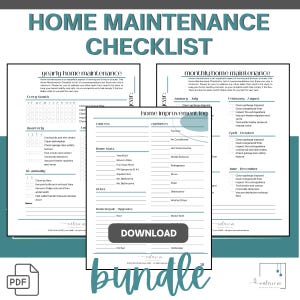 Home Maintenance Checklist | House Warming Gifts New Home | Home Maintenance Schedule | Home Maintenance Log fillable | Home Maintenance