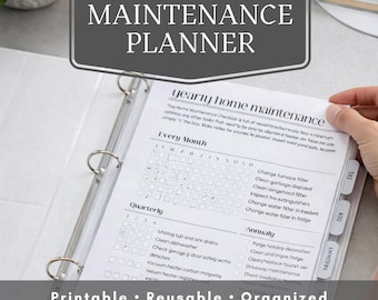 Digital Home Maintenance Binder Printable for House Management Binder Insert with Monthly Checklists Annual Logs Seasonal Care Planner