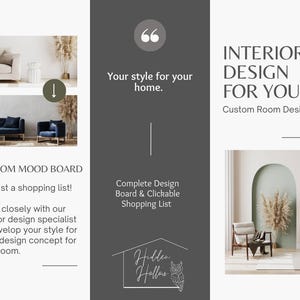 Custom Virtual Interior Design | eDesign Mood Board with shoppable list | Custom Interior Design Consultation | Personalized Room Styling