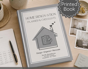 Libro planificador de reformas del hogar, organizador de proyectos de remodelación para propietarios de viviendas, cuaderno de trabajo de planificación de diseño para proyectos de bricolaje, lista de verificación de mejoras personalizada impresa