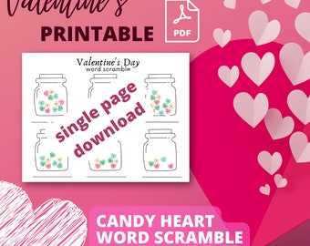 Valentines Day Activity Printable | Valentines Day Activities for Kids | Valentine Word Scramble