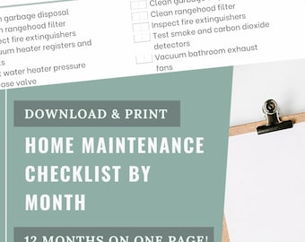 Annual Home Maintenance Checklist PDF Digital Download | EDITABLE CHECKLIST | First time Homebuyer Gift