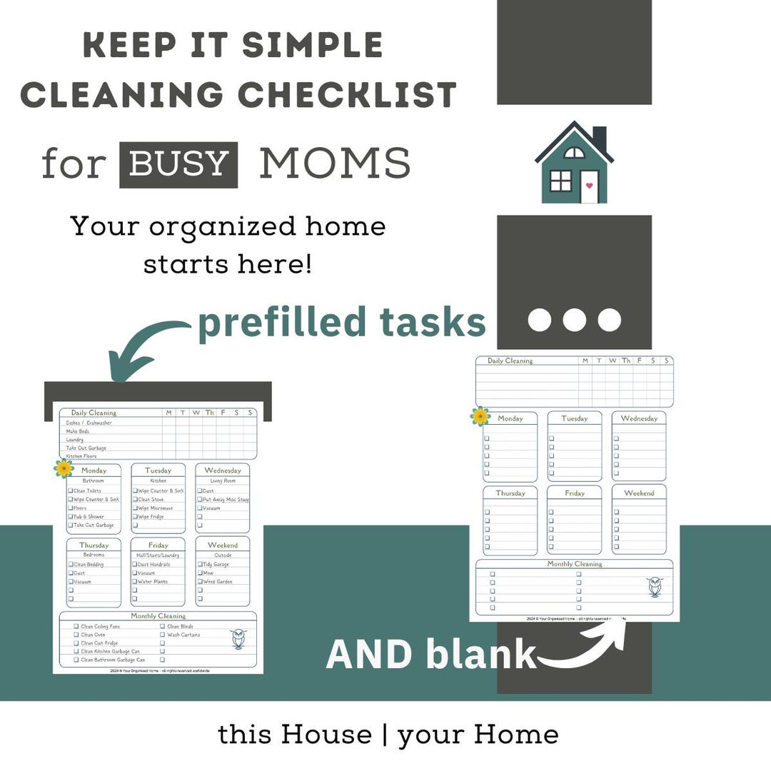 Editable Spring Cleaning Checklist Printable - Prefilled Tasks and ...