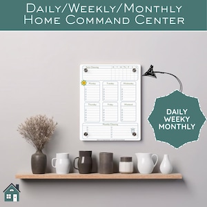 Minimalistisch Dry Erase Family Command Center - acryl wandopberger voor klusjes, schooltaken, boodschappen en maandelijkse planning van huisonderhoud