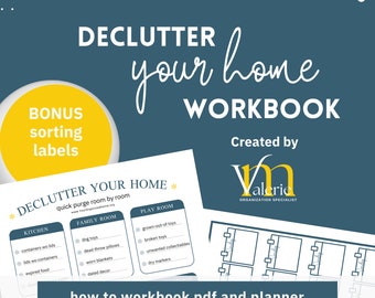Cuaderno de trabajo para ordenar / Lista de verificación para ordenar su hogar / Lista de verificación para ordenar su hogar / Lista de verificación de limpieza rellenable