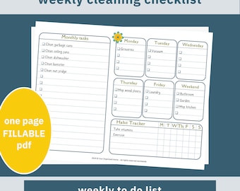 Editable Weekly To-Do List | Task Tracker | Printable Weekly Task List | Weekly Habit Tracker | Weekly To Do List Printable |Daily Task List