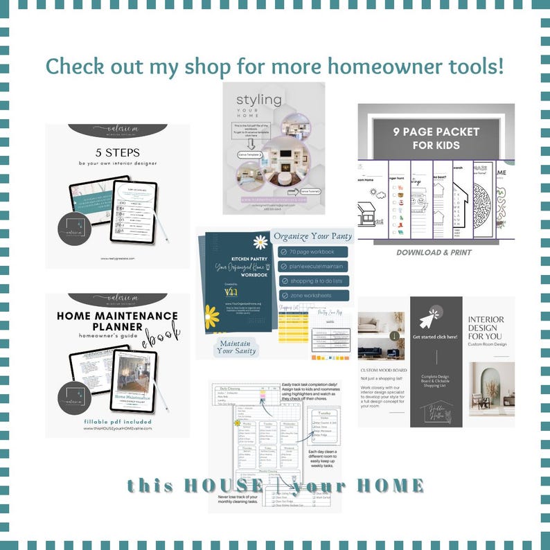 Digital hemunderhållsplanerare med månatlig uppgiftslista, ifyllbar checklista, PDF-schema plus bonusunderhållstips, uppgiftsguide för hemvård bild 5