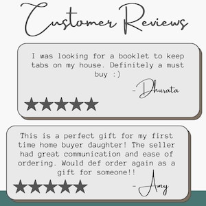 May include: A graphic display titled Customer Reviews featuring two rectangular text boxes with rounded corners. Each box contains a five-star rating and a customer testimonial. The first is from Dhurata and the second is from Amy.