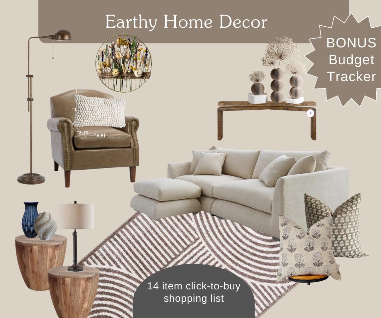 Shoppable Mood Board Interior Design | Edesign | Earthy Home Decor ...