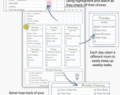 Home Cleaning Schedule Printable Simple House Routine for Busy Moms Weekly Daily Monthly Editable Checklist PDF Fillable Family Planner