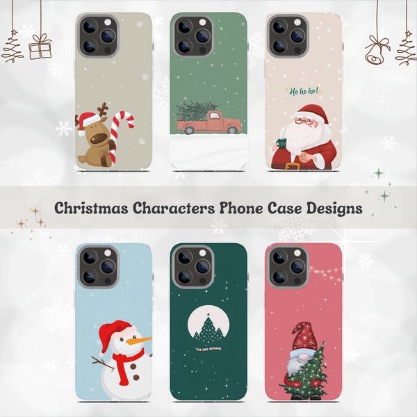 Christmas Characters Phone Case Sublimation Designs, Christmas Characters PNG, Santa Sublimation, Phone Case Designs, iPhone Template PNG