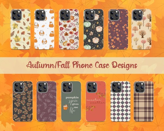 Fall Phone Case Sublimation Designs: Pumpkin Spice, Autumn Leaves (PNG, Instant Download)