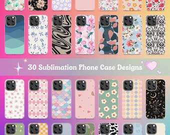 30 designs de coques de portables à sublimation : floral, abstrait et plus (téléchargement numérique PNG)