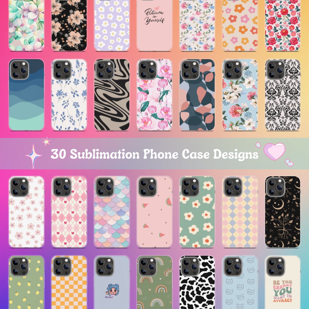 30 Sublimation Phone Case Designs, iPhone Case Design, Sublimation