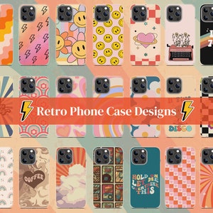 30 Retro Sublimation Phone Case Designs, Retro Phone Case PNG, Sublimation Phone Case Bundle, Phone Sublimation Template for Custom Cases