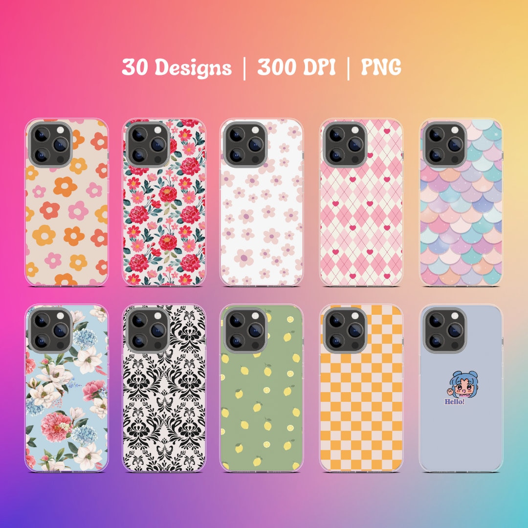 30 Sublimation Phone Case Designs, iPhone Case Design, Sublimation