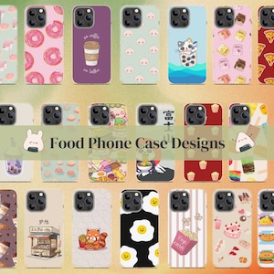 20 Lebensmittel Sublimation Telefon Hülle Designs, Telefonhülle druckbar, Telefonhülle Digital Design, iPhone Hülle Design, Kawaii Telefonhülle, Kawaii PNG