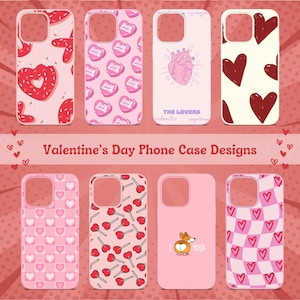 Valentinstag Sublimation Telefonhülle Designs, Valentinstag PNG, ästhetische Sublimationsdesigns, Telefon Sublimationsvorlage
