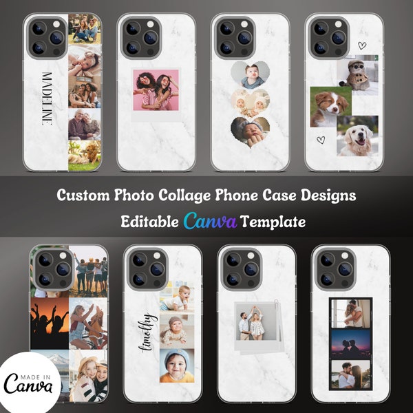 Custom Photo Collage Sublimation Phone Case Designs, Photo Collage Canva, iPhone Case Design, Sublimation Phone Case Bundle, Phone Case PNG