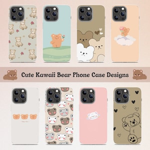 Cute Bear Sublimation Phone Case Designs, Kawaii Bear PNG, Sublimation Phone Case Bundle, Phone Sublimation Template, iPhone Template PNG