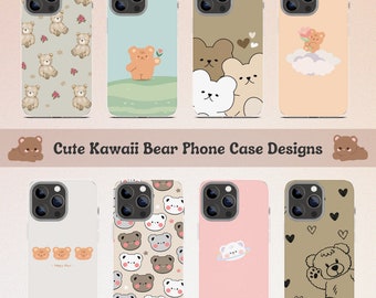 Cute Bear Sublimation Phone Case Designs, Kawaii Bear PNG, Sublimation Phone Case Bundle, Phone Sublimation Template, iPhone Template PNG