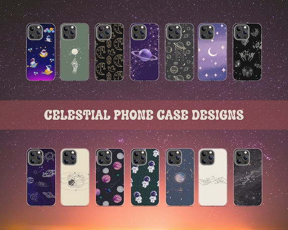 Celestial Phone Case Designs: Moon & Stars PNG (Digital Download)