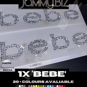 1x bebe Crystal Logo Rhinestone Hot Fix Iron On Heat Diamante Transfer Patch Applique Motif DIY Bling up your Jeans & Clothes