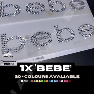1x bebe Crystal Logo Rhinestone Hot Fix Iron On Heat Diamond Transfer Patch Applique Motiv Fai da Te Bling Rendi più belli i tuoi jeans e vestiti