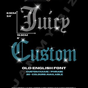 OudEngels bling-lettertype - gepersonaliseerd - aangepaste opstrijkbare hotfix DIY strass diamante warmteoverdracht kledingmotiefpatch