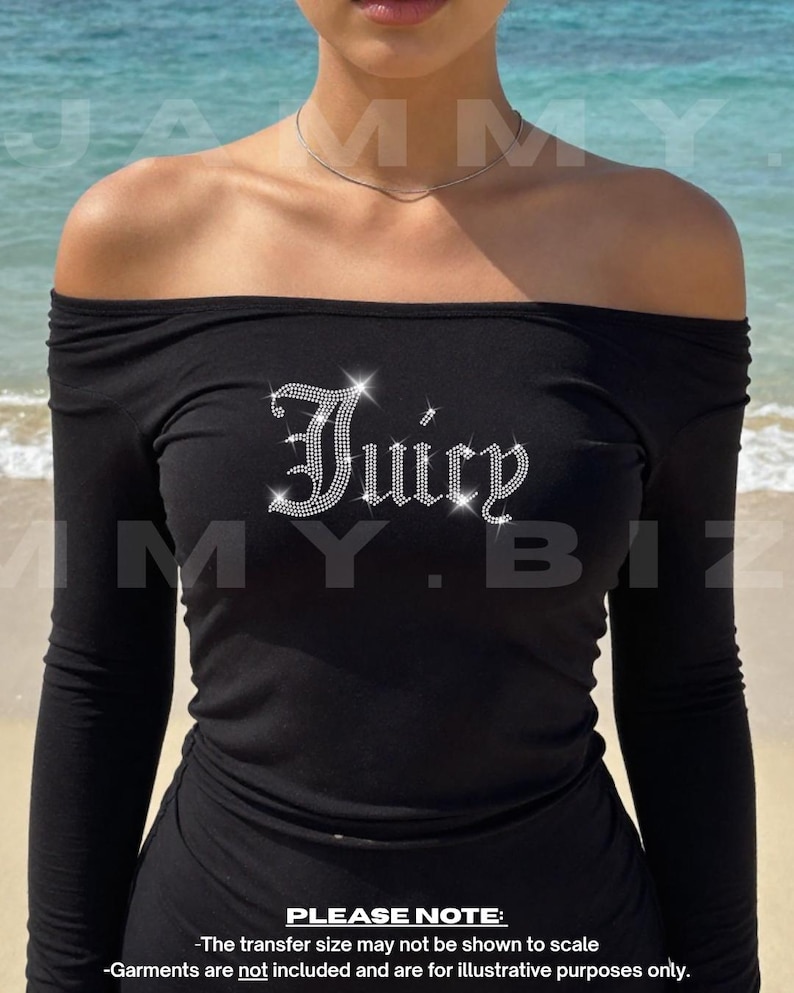 Fuente Old English Bling - Personalizada - Parche termoadhesivo personalizado con diamantes de imitación para ropa imagen 5