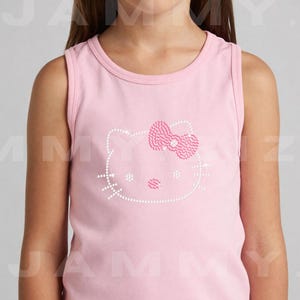 KITTY Iron On Hot Fix DIY Rhinestone Diamante Heat Transfer Apparel Motif Patch Applique Bling