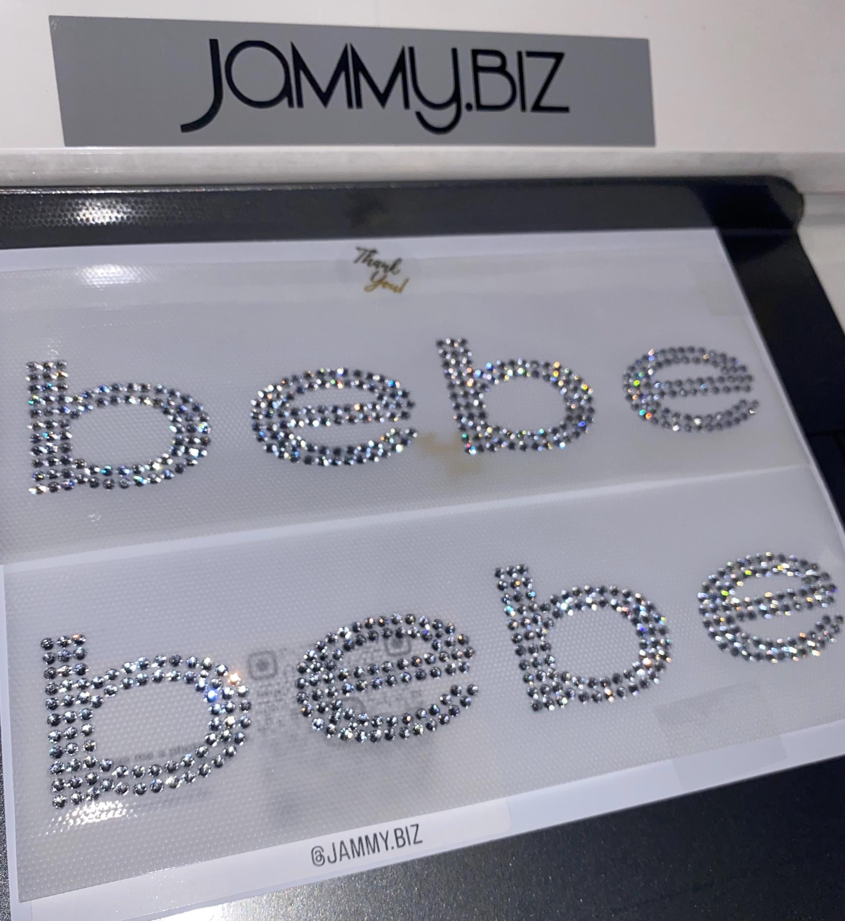 1x Bebe Crystal Logo Rhinestone Hot Fix Iron on Heat Diamante