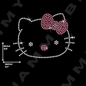 KITTY Opstrijkbare Hot Fix DIY Strass Diamante Warmteoverdracht Kleding Motief Patch Appliqué Bling