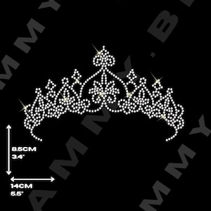Tiara de cristal: parche con motivo de transferencia de calor para ropa, con diamantes de imitación, para planchar, fijar en caliente, color personalizado