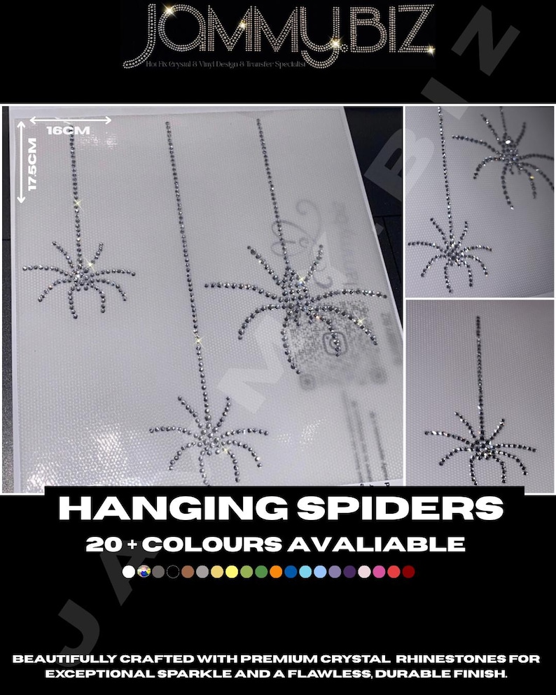 Halloween Web Spiders Crystal Iron on to Costume and Fancy Dress Hot ...