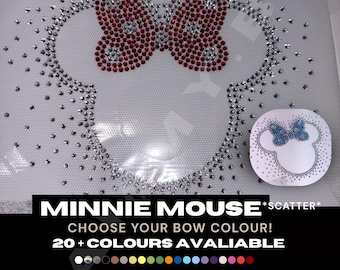 NEW Scatter Minnie Mouse Pink Bow Hot Fix Rhinestone Iron On Heat Bling Crystal Transfer Patch Appliqué Decal Diamante